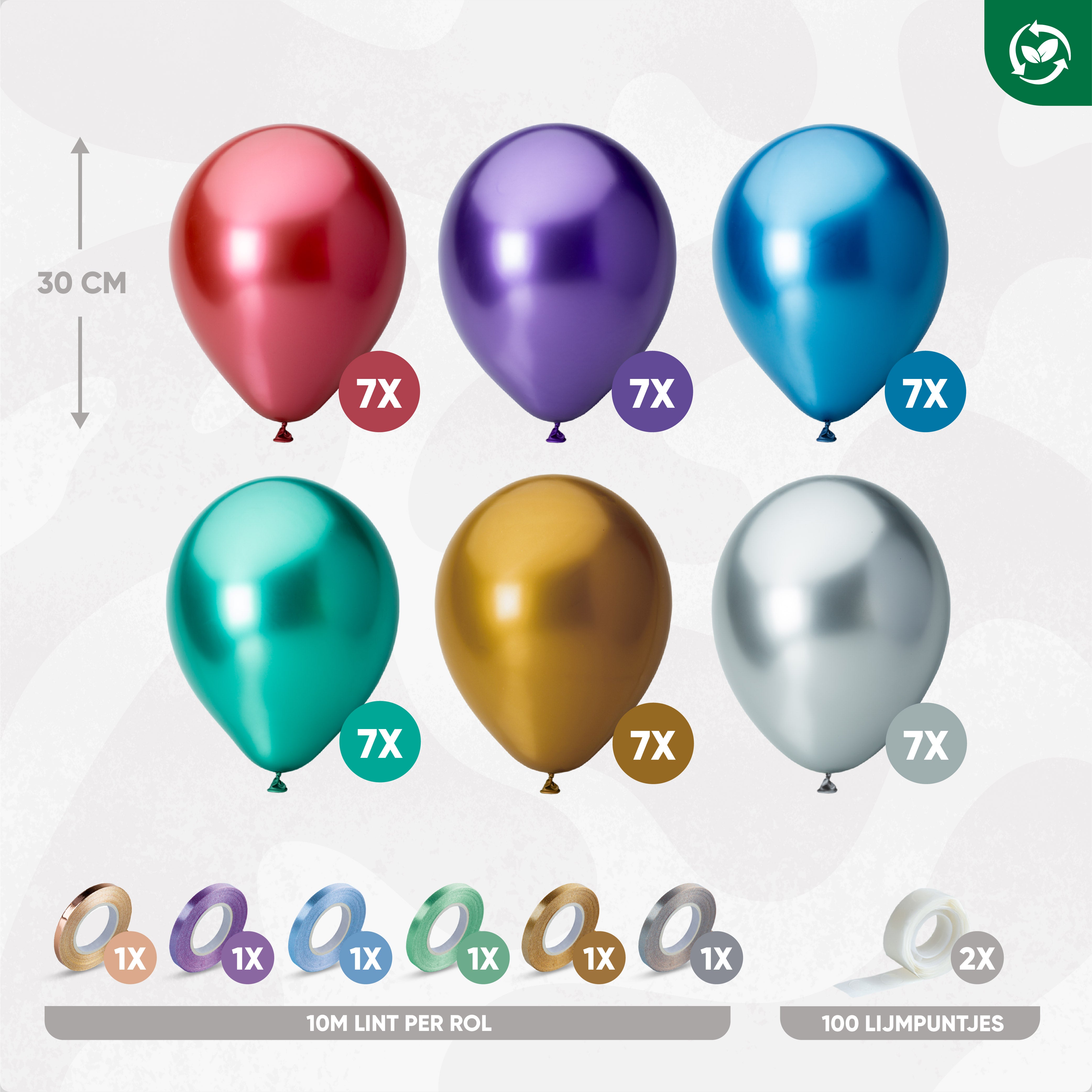 42 Stuks Metallic Chrome Ballonnen