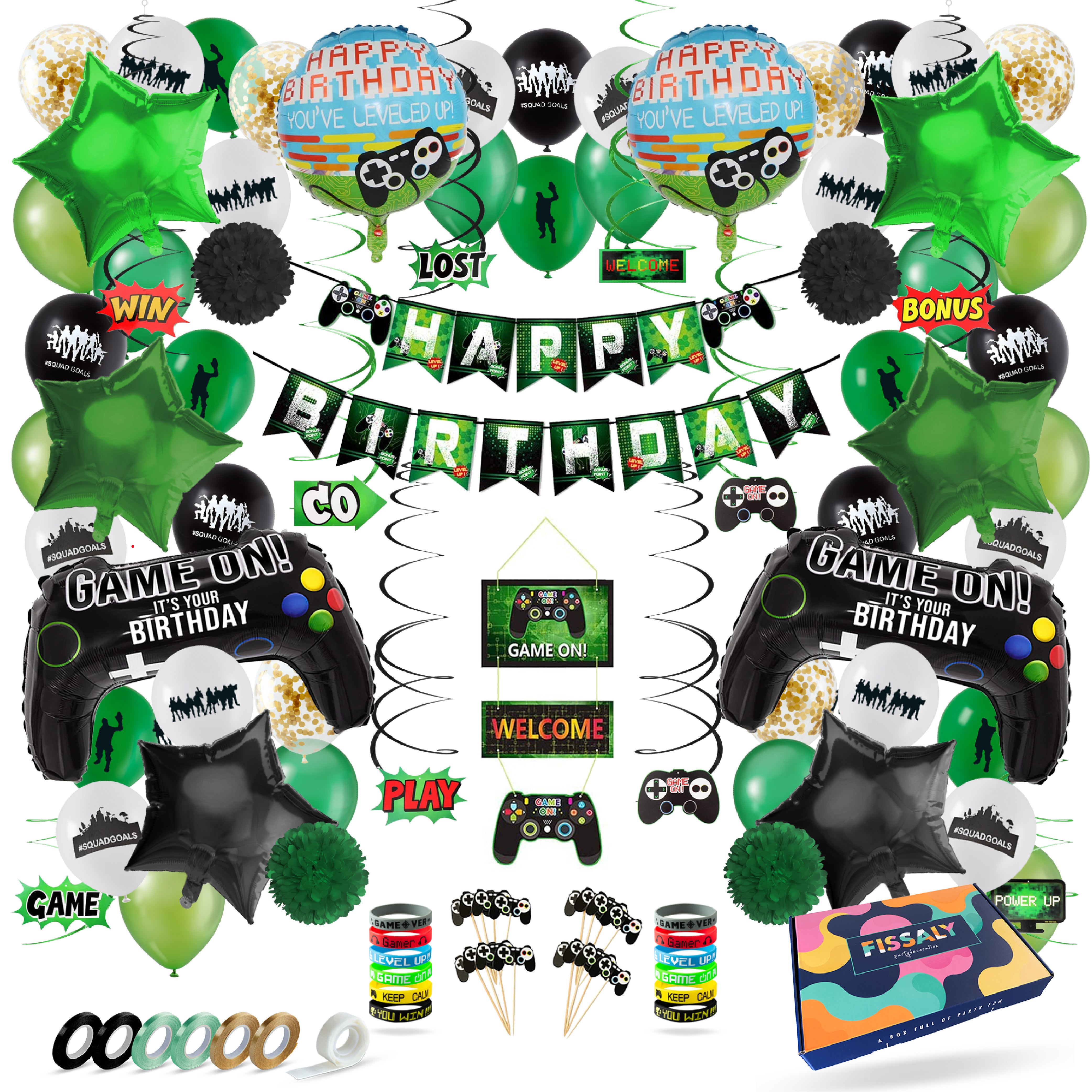 Video Game Verjaardag Feestpakket Zwart & Groen