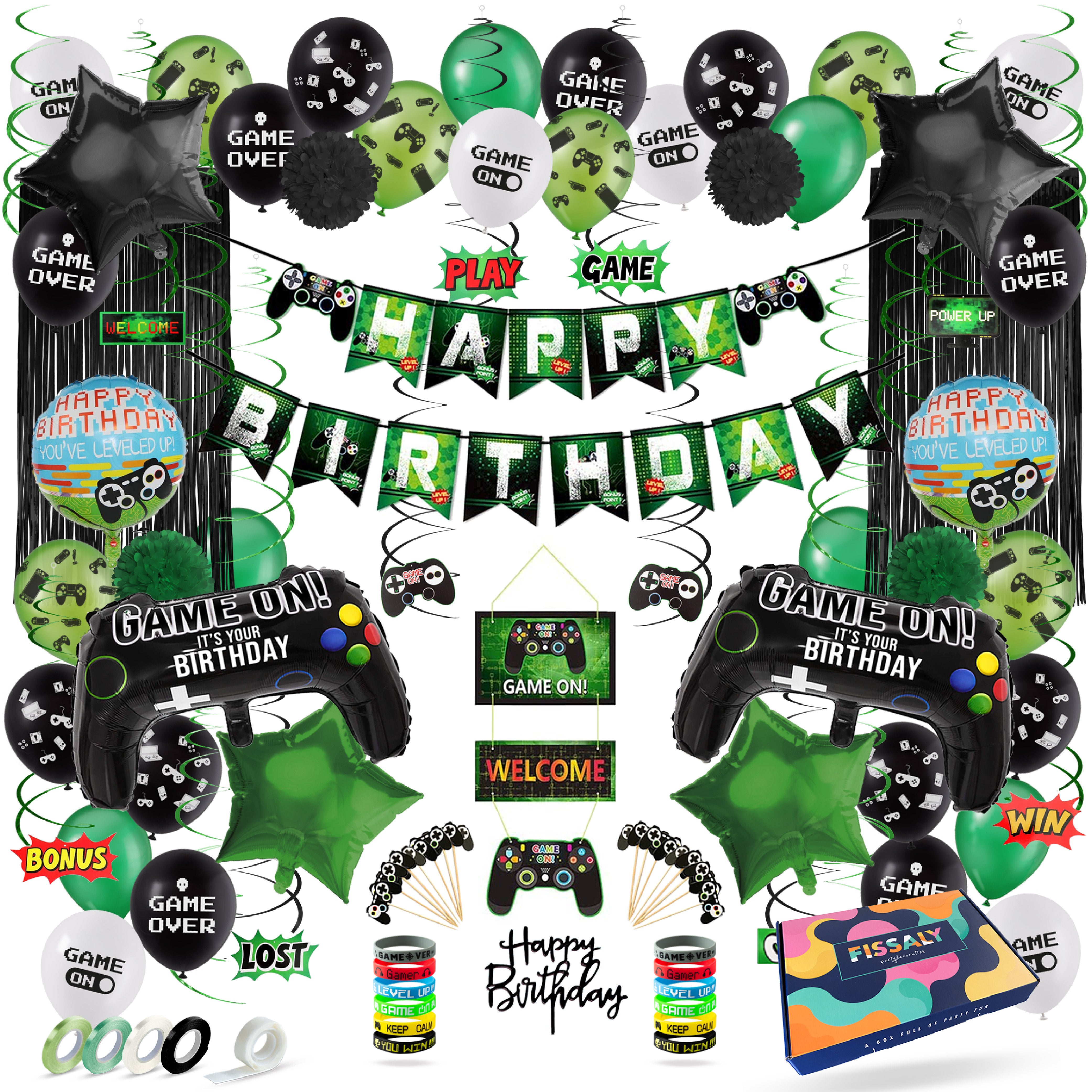 Video Game Verjaardag Feestpakket Zwart & Groen