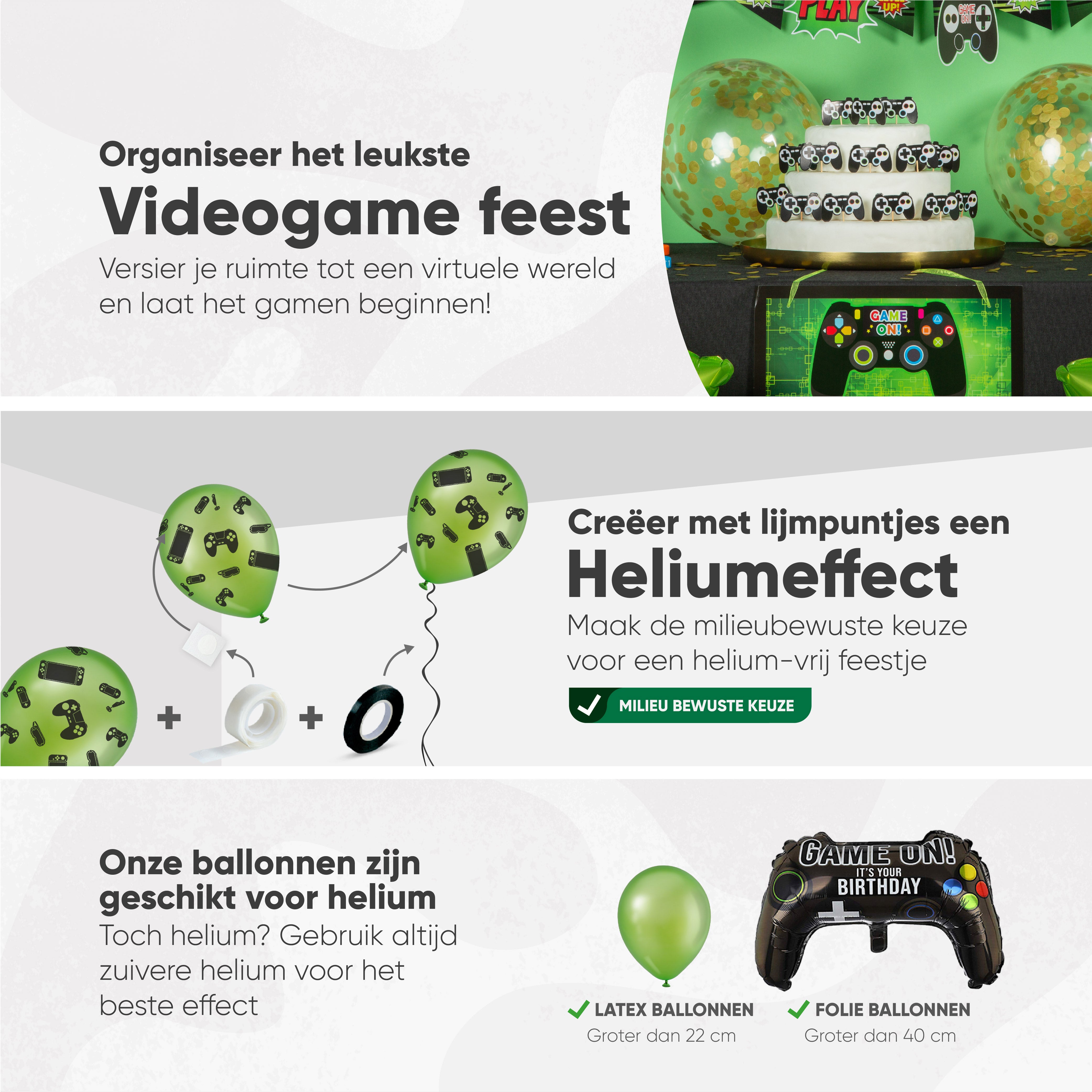 Video Game Verjaardag Feestpakket Zwart & Groen