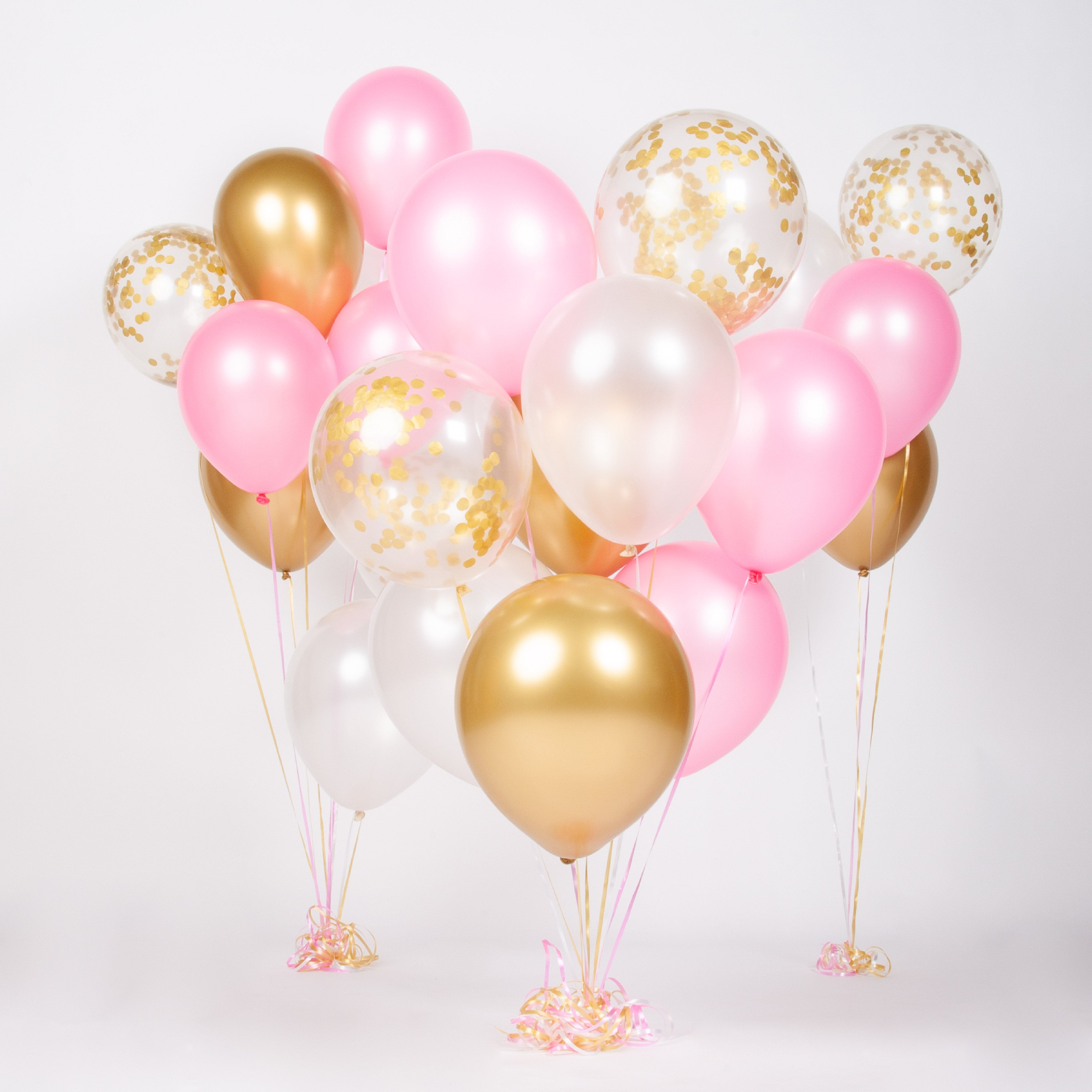 40 Stuks Goud, Crème Wit, Roze & Confetti Goud Ballonnen
