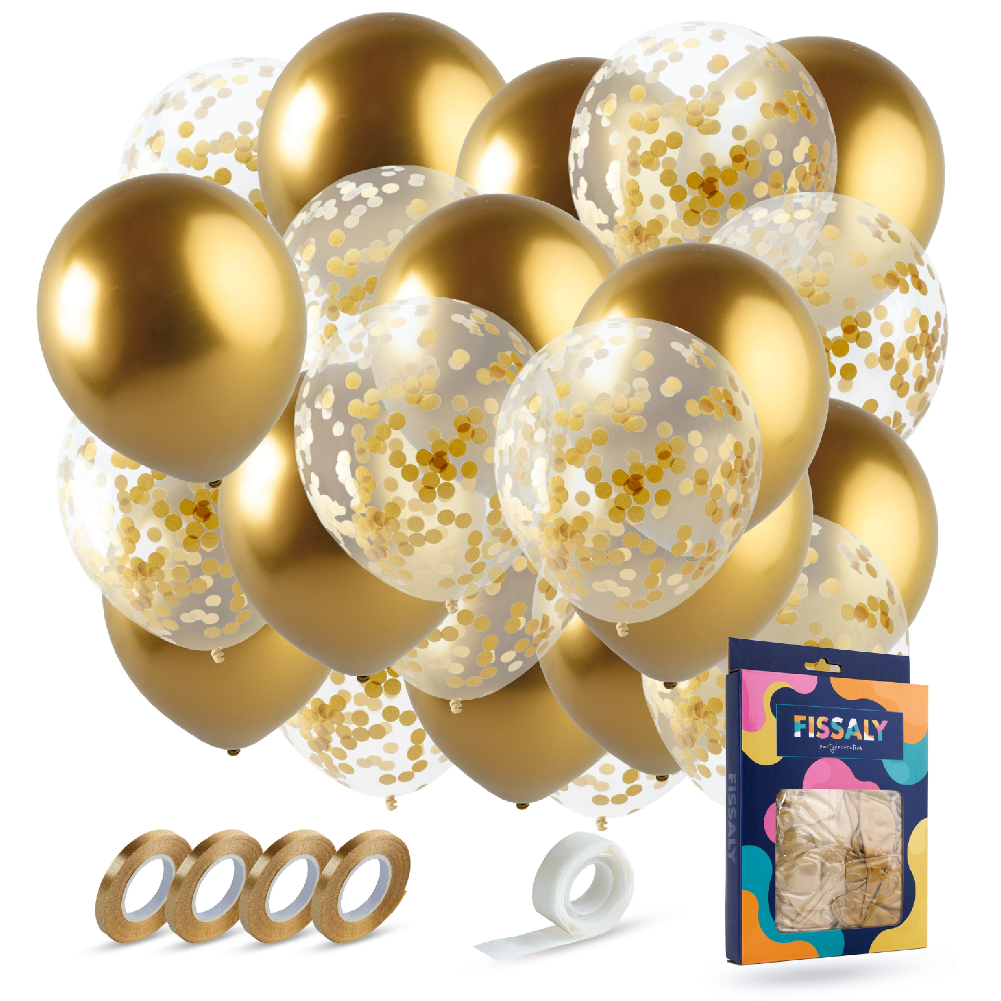 40 Stuks Goud & Confetti Goud Ballonnen