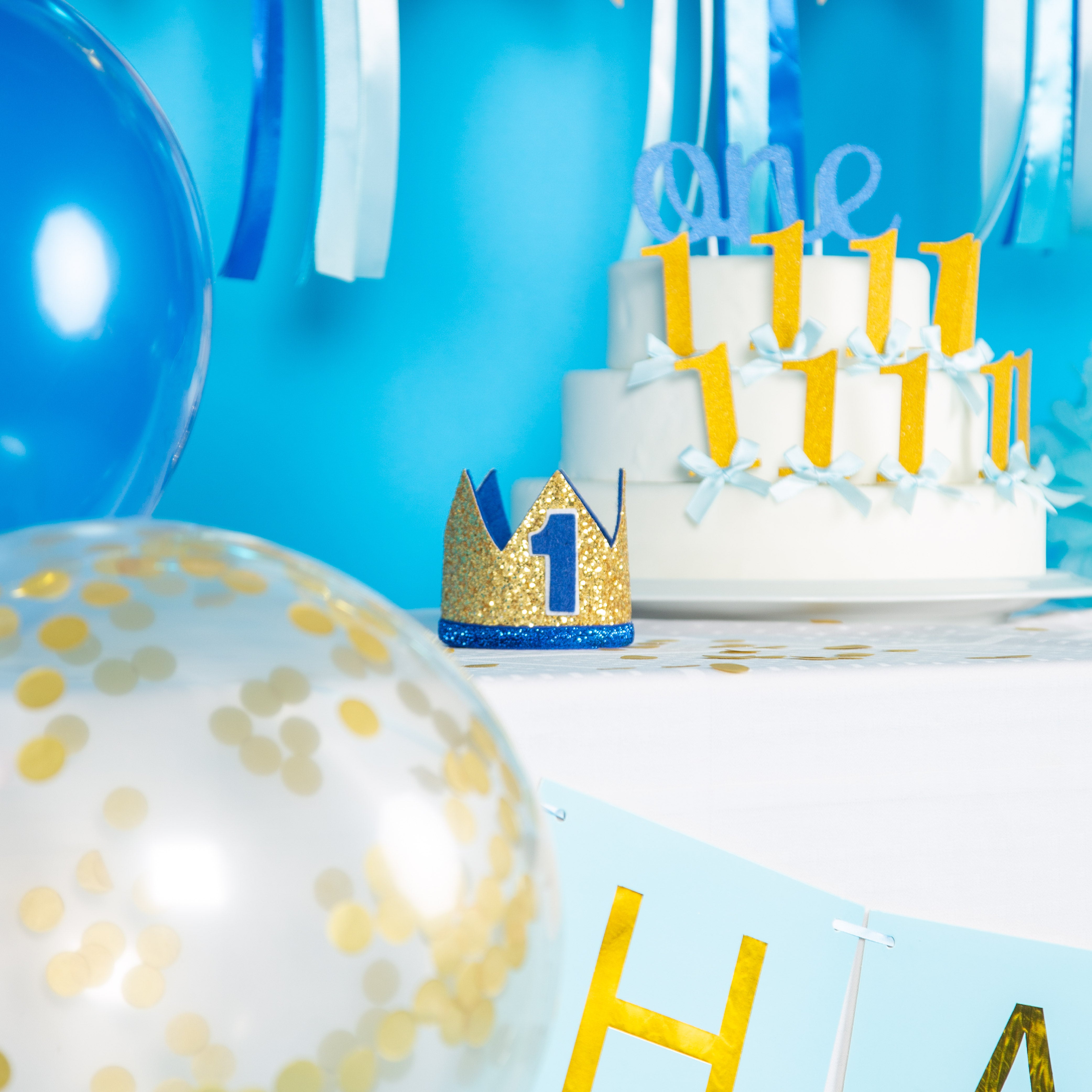 Jongen 1 Jaar Verjaardag Feestpakket Blauw & Goud