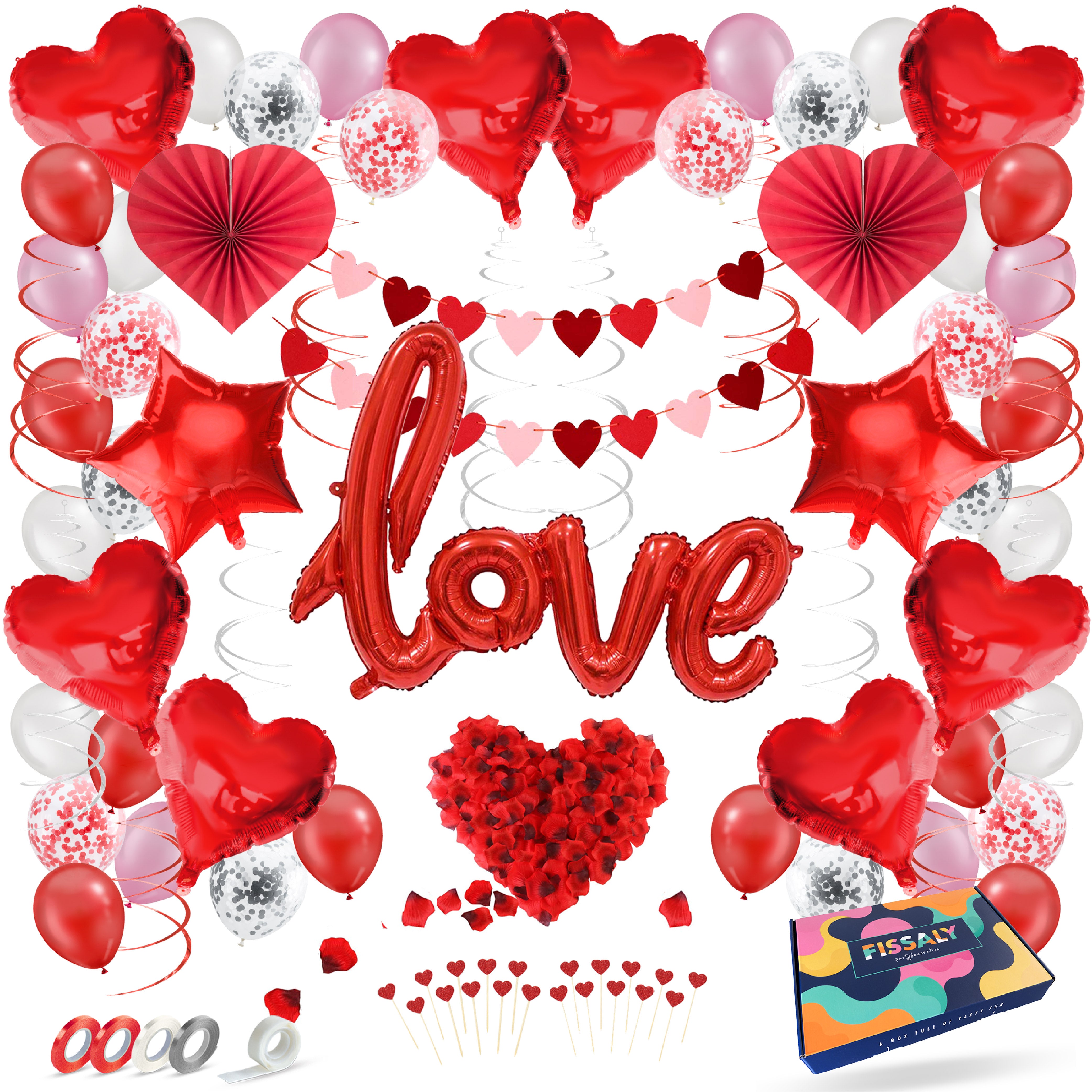Love Valentijn & Liefde Feestpakket Roze, Rood, Wit