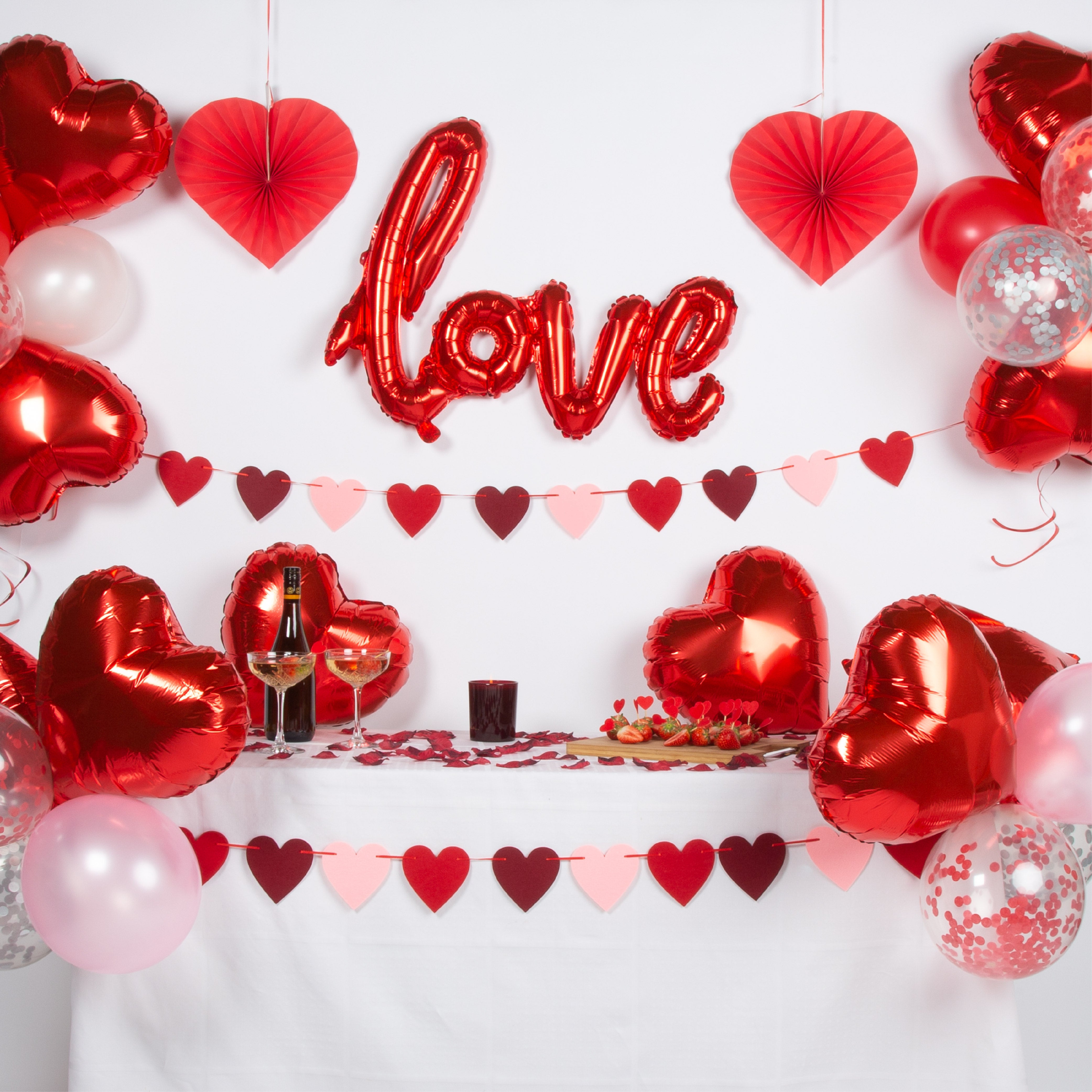 Love Valentijn & Liefde Feestpakket Roze, Rood, Wit
