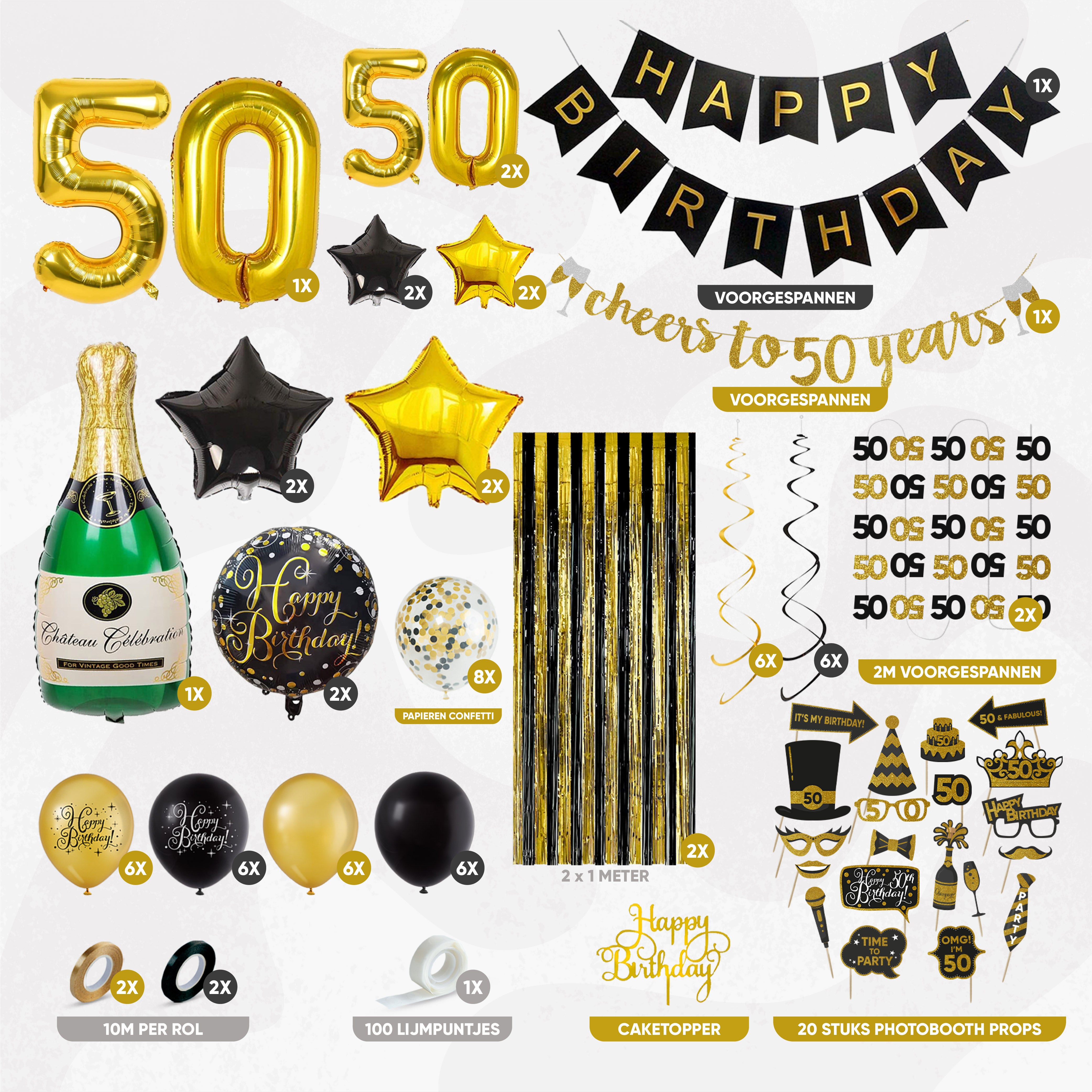 50 Jaar Leeftijd Feestpakket Zwart Goud
