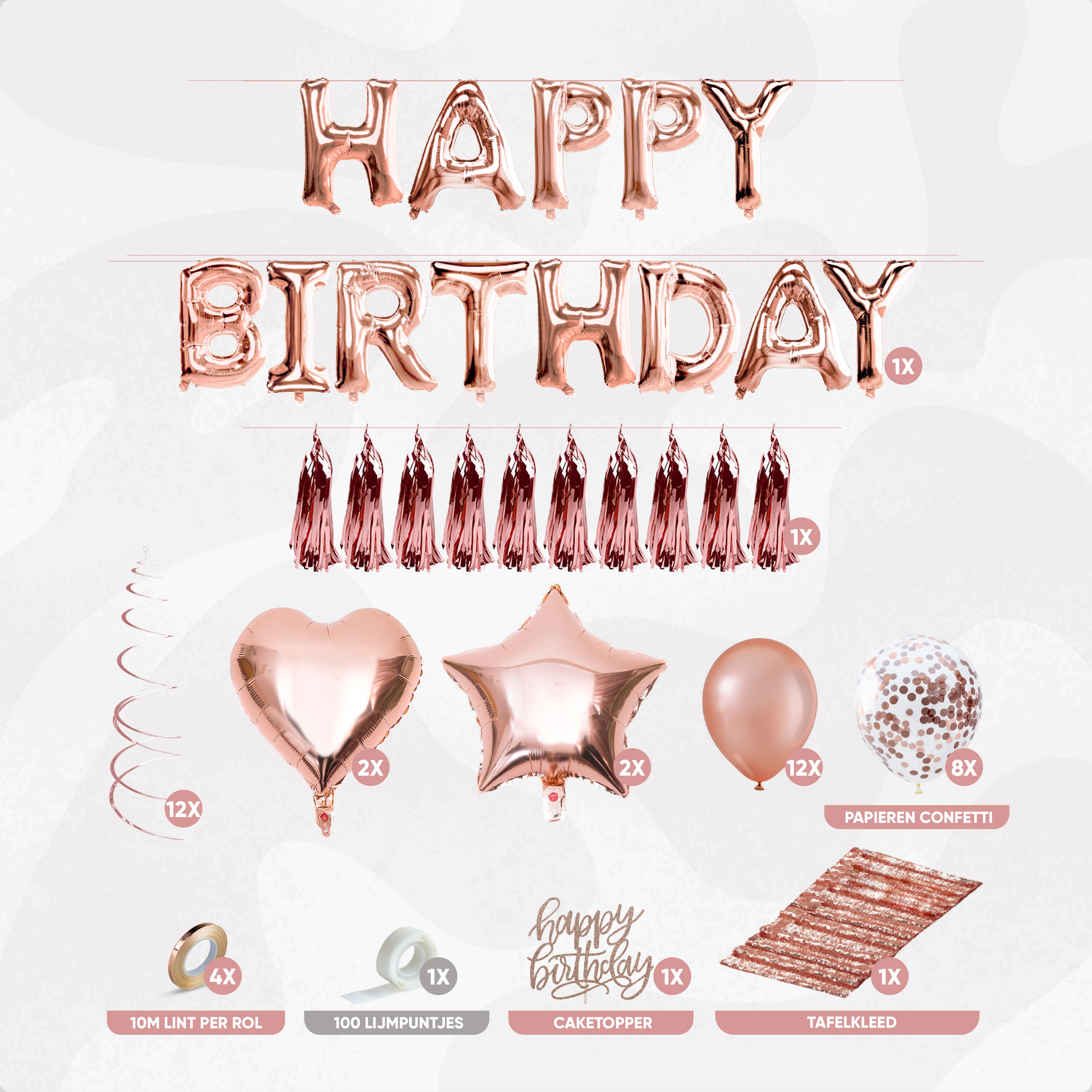 Happy Birthday Verjaardag Feestpakket Rose Goud