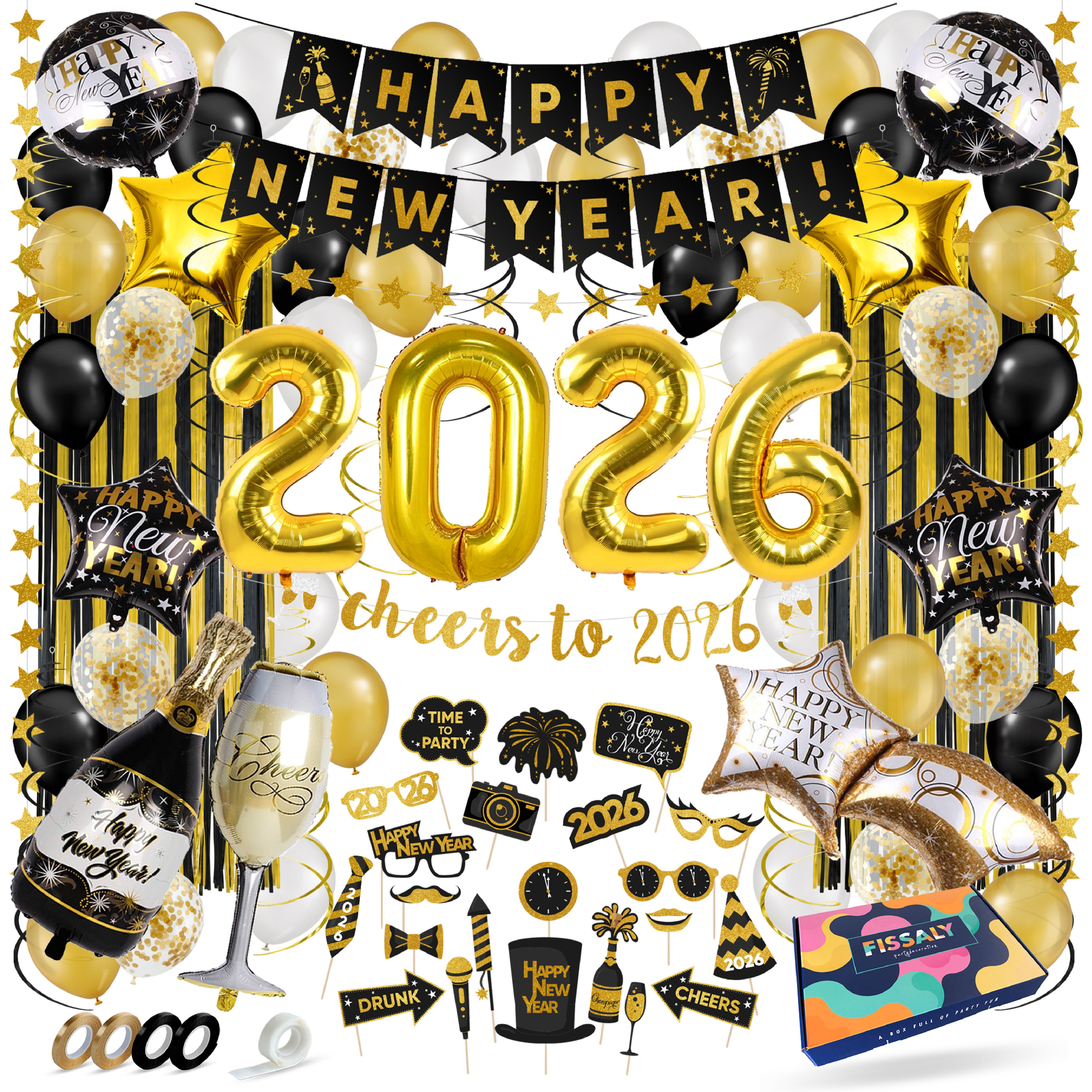 2026 Oud & Nieuw Feestpakket XL Zwart & Goud