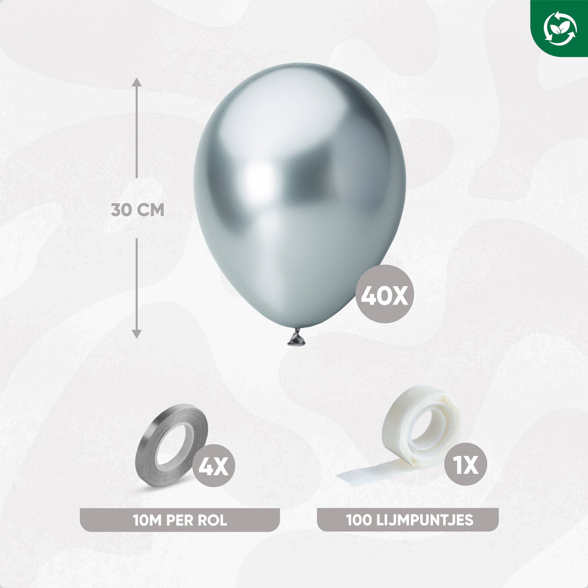 40 Stuks Zilveren Chrome Helium Latex Ballonnen
