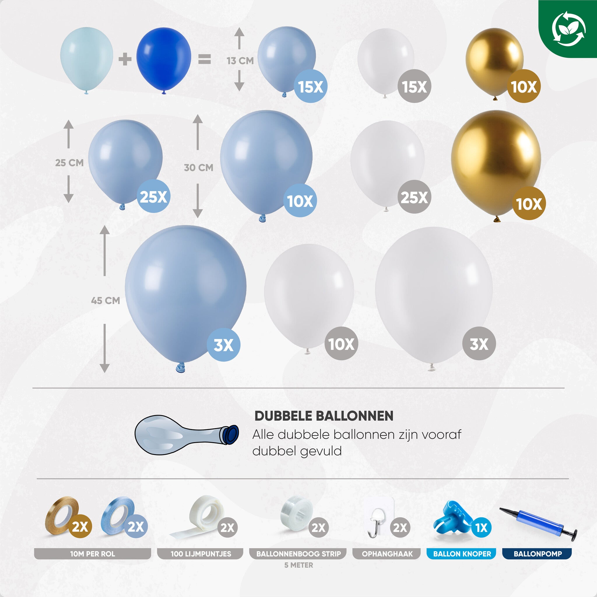 Ballonnenboog Blauw, Wit & Goud
